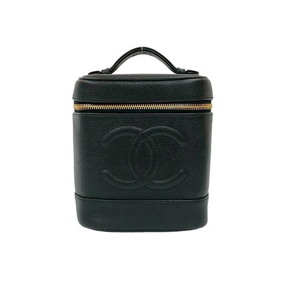 CHANEL Vintage Black Caviar Leather Logo Vanity Bag - Picture 1 of 10